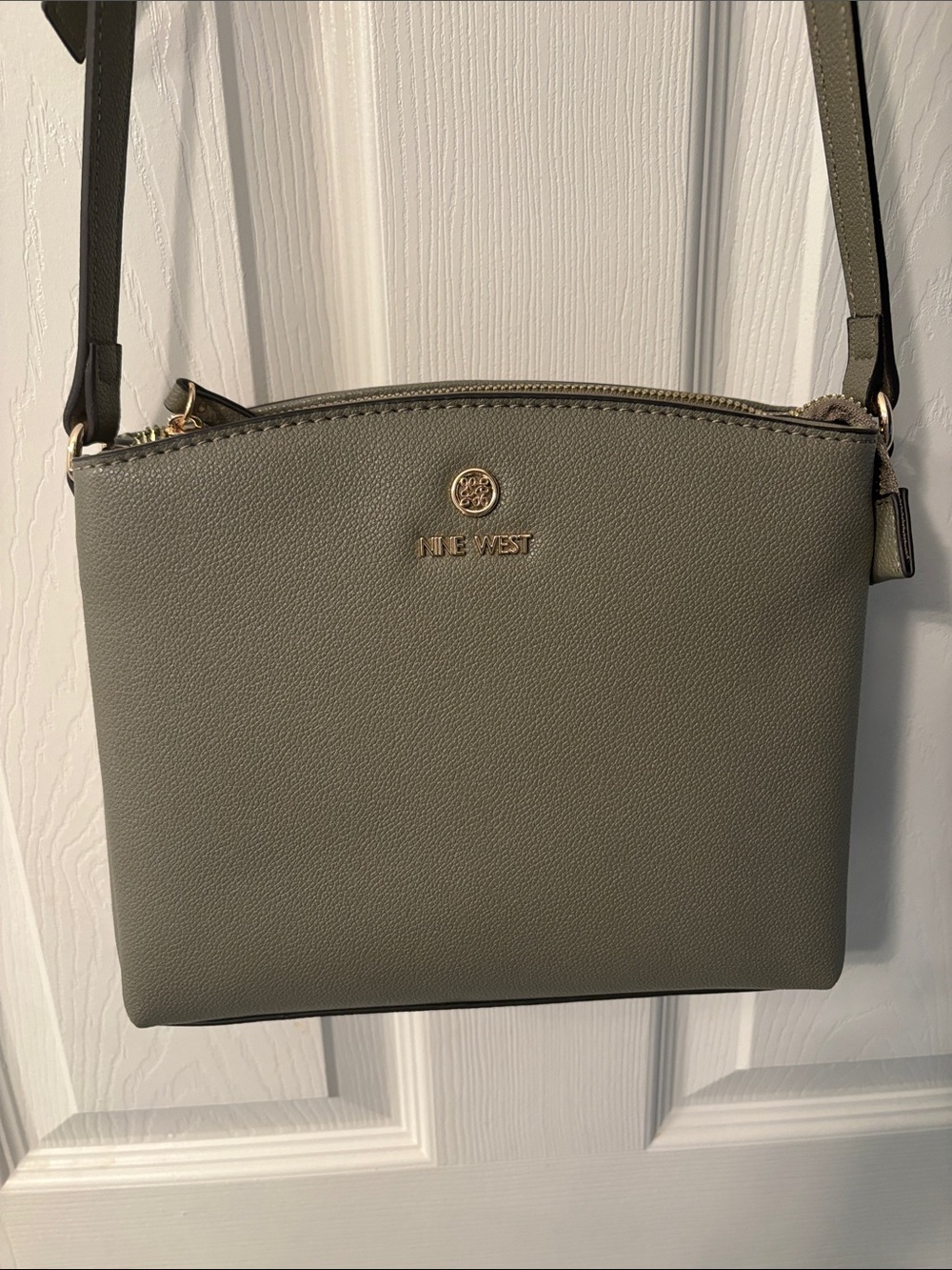 Nine West Olive Green Crossbody with Gold Accents
